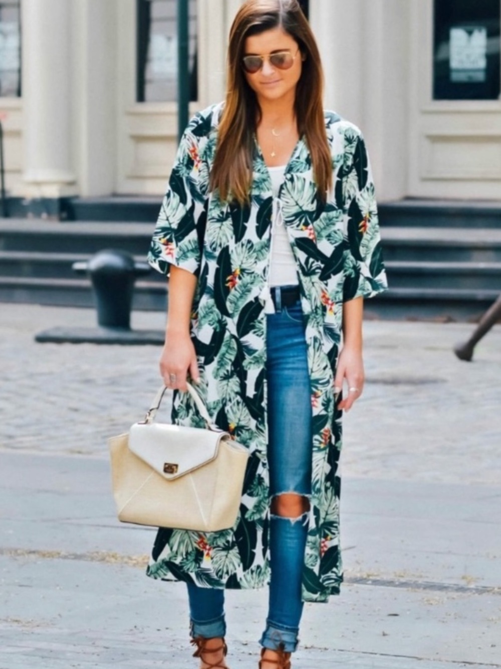 Rachel Zoe Green Tropical Leaf Accent Cover Up